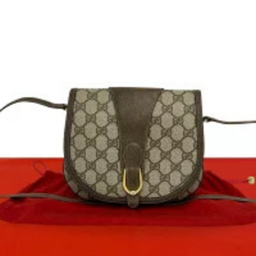Gucci GG Leather Pouch Shoulder Bag Brown